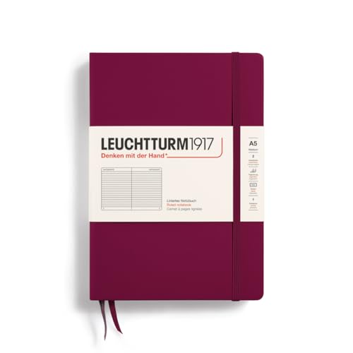 LEUCHTTURM1917 359691 Notizbuch Medium (A5) Hardcover, 251 nummerierte Seiten, liniert, Port Red von LEUCHTTURM1917