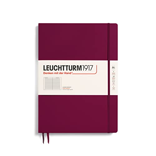 LEUCHTTURM1917 359784 Notizbuch Master Slim (A4+) Hardcover, 123 nummerierte Seiten, Port Red, liniert von LEUCHTTURM1917