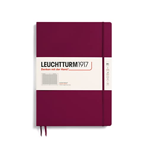 LEUCHTTURM1917 359785 Notizbuch Master Slim (A4+) Hardcover, 123 nummerierte Seiten, Port Red, kariert von LEUCHTTURM1917
