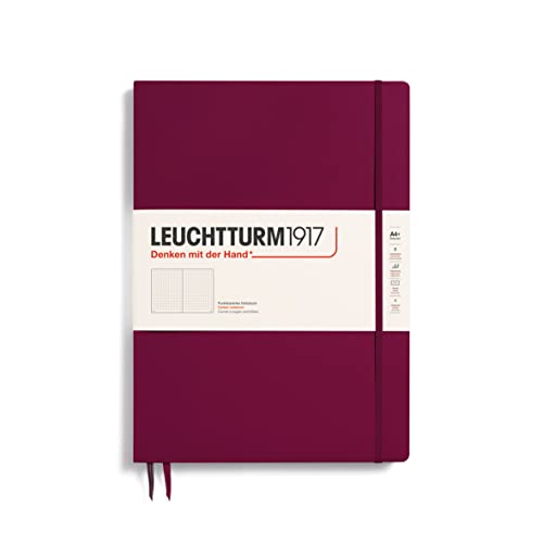 LEUCHTTURM1917 359787 Notizbuch Master Slim (A4+) Hardcover, 123 nummerierte Seiten, Port Red, dotted von LEUCHTTURM1917