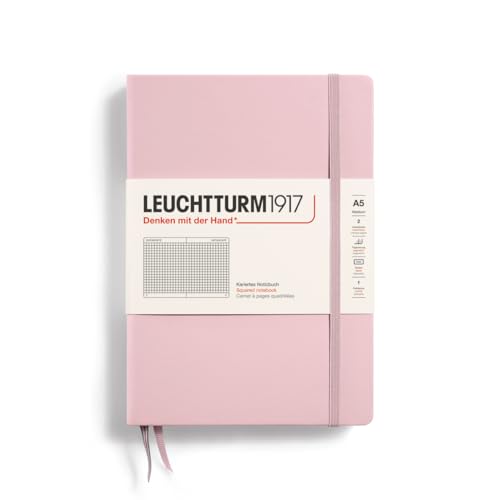 LEUCHTTURM1917 361575 Notizbuch Medium (A5), Hardcover, 251 nummerierte Seiten, Puder, kariert von LEUCHTTURM1917