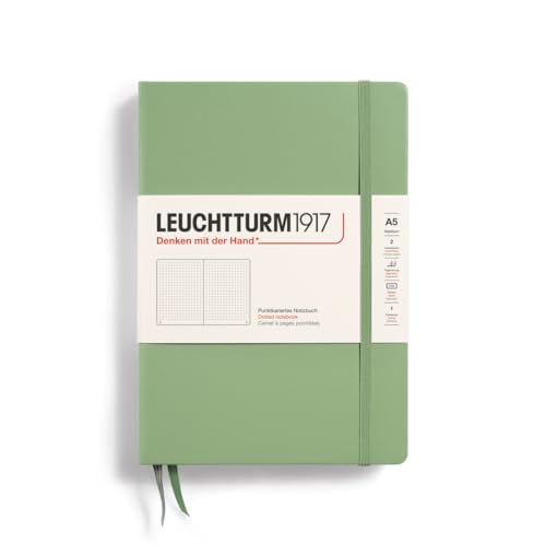 LEUCHTTURM1917 361584 Notizbuch Medium (A5), Hardcover, 251 nummerierte Seiten, Salbei, dotted von LEUCHTTURM1917