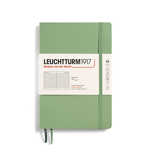 LEUCHTTURM1917 361590 Notizbuch Medium (A5), Softcover, 123 nummerierte Seiten, Salbei, liniert von LEUCHTTURM1917