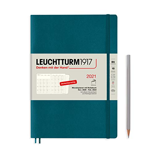 LEUCHTTURM1917 362117 Monatsplaner Composition (B5) Softcover, 16 Monate, Pacific Green, Deutsch von LEUCHTTURM1917