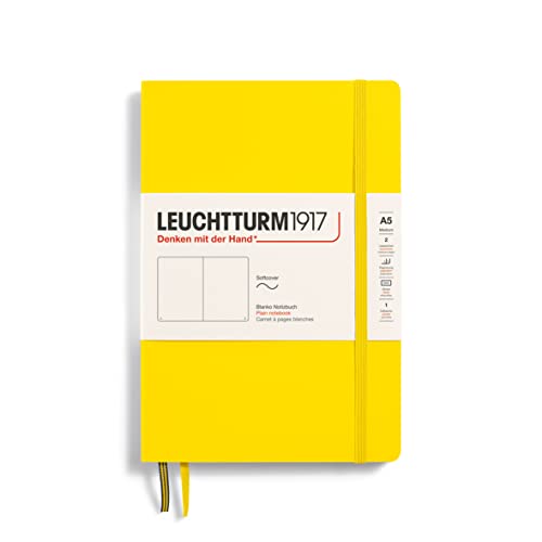 LEUCHTTURM1917 362857 Notizbuch Medium (A5), Softcover, 123 nummerierte Seiten, Zitrone, Blanko von LEUCHTTURM1917