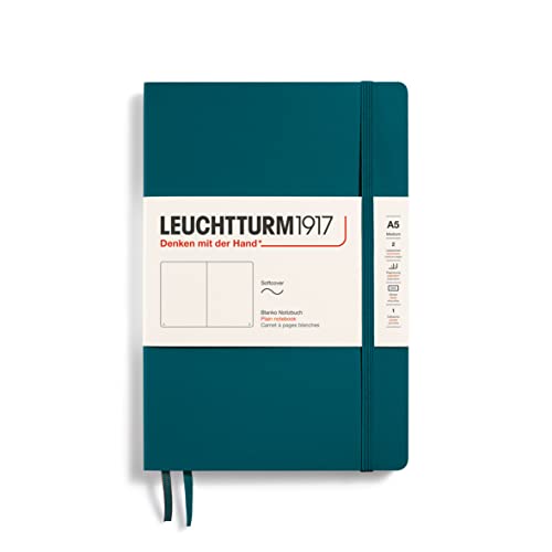 LEUCHTTURM1917 362859 Notizbuch Medium (A5), Softcover, 123 nummerierte Seiten, Pacific Green, Blanko von LEUCHTTURM1917