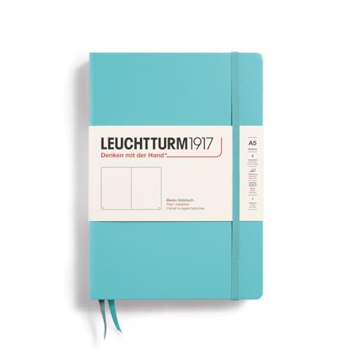 LEUCHTTURM1917 363390 Notizbuch Medium (A5), Hardcover, 251 nummerierte Seiten, Aquamarine, blanko von LEUCHTTURM1917