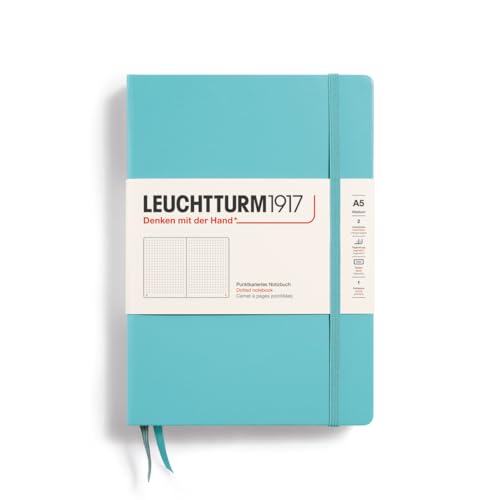 LEUCHTTURM1917 363391 Notizbuch Medium (A5), Hardcover, 251 nummerierte Seiten, Aquamarine, dotted von LEUCHTTURM1917