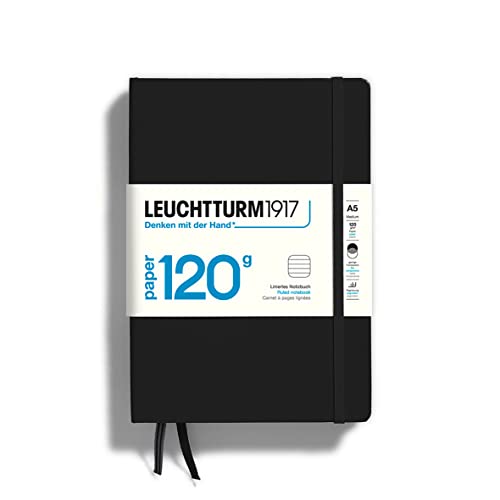 LEUCHTTURM1917 363534 Notizbuch, Hardcover, Medium (A5), Schwarz, Liniert, 120 g/m² Paper Edition von LEUCHTTURM1917