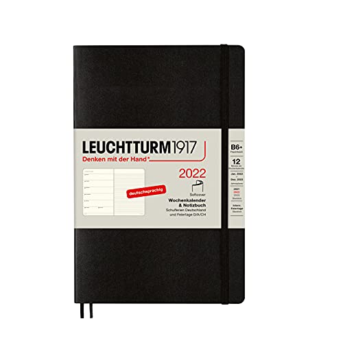 LEUCHTTURM1917 363566 Wochenkalender & Notizbuch 2022 Softcover Paperback (B6+), 12 Monate, Schwarz, Deutsch von LEUCHTTURM1917