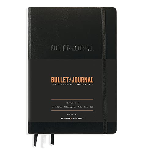 LEUCHTTURM1917 363572 Bullet Journal - Edition 2, Notizbuch Medium (A5), Hardcover, 206 nummerierte Seiten, 120 g/m² Papier, dotted, Schwarz von LEUCHTTURM1917