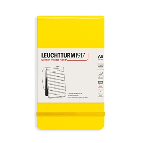 LEUCHTTURM1917 364409 Notizblock Pocket (A6), Hardcover, 94 nummerierte Seiten, liniert, Zitrone von LEUCHTTURM1917