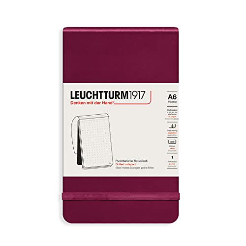 LEUCHTTURM1917 364413 Notizblock Pocket (A6), Hardcover, 94 nummerierte Seiten, dotted, Port Red von LEUCHTTURM1917
