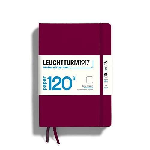 LEUCHTTURM1917 364425 Notizbuch Medium (A5) 120 g/m² Paper Edition, Hardcover, 203 nummerierte Seiten, Port Red, blanko von LEUCHTTURM1917