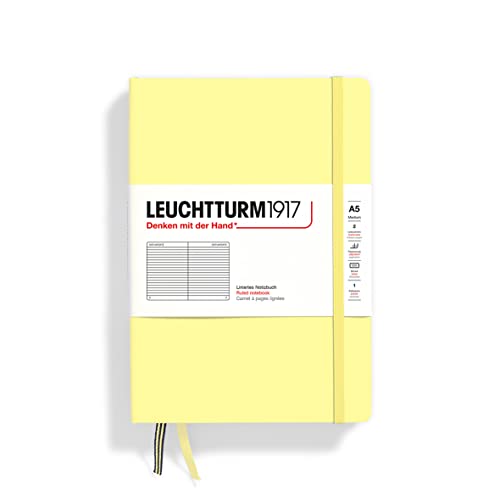 LEUCHTTURM1917 365486 Notizbuch Medium (A5), Hardcover, 251 nummerierte Seiten, Vanilla, liniert von LEUCHTTURM1917