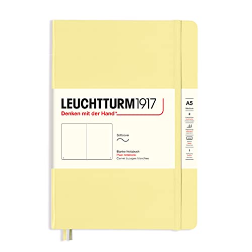 LEUCHTTURM1917 365499 Notizbuch Medium (A5), Softcover, 123 nummerierte Seiten, Vanilla, blanko von LEUCHTTURM1917