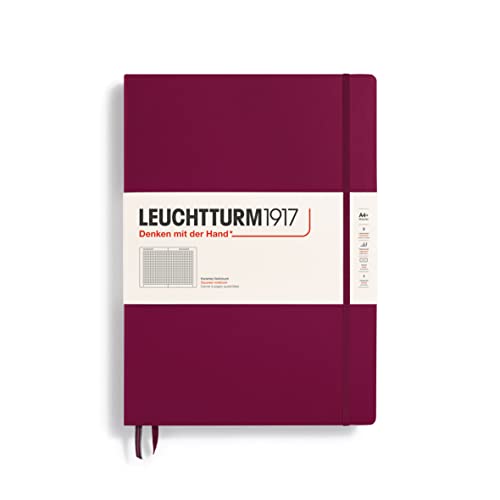 LEUCHTTURM1917 365620 Notizbuch Master Classic (A4+), Hardcover, 235 nummerierte Seiten, Port Red, kariert von LEUCHTTURM1917