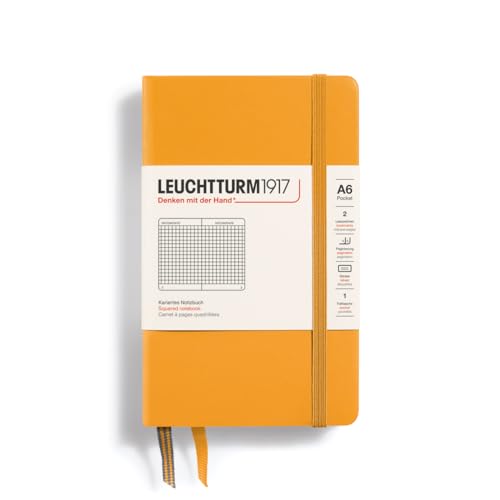 LEUCHTTURM1917 365628 Notizbuch Pocket (A6), Hardcover, 187 nummerierte Seiten, Rising Sun, Kariert von LEUCHTTURM1917