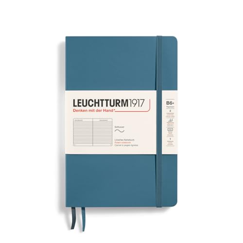 LEUCHTTURM1917 365644 Notizbuch Paperback (B6+), Softcover, 123 nummerierte Seiten, Stone Blue, Liniert von LEUCHTTURM1917