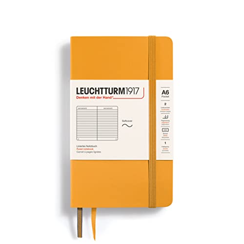 LEUCHTTURM1917 365647 Notizbuch Pocket (A6), Softcover, 123 nummerierte Seiten, Rising Sun, Liniert von LEUCHTTURM1917