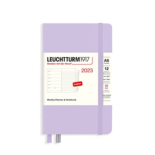 LEUCHTTURM1917 365894 Wochenkalender & Notizbuch Pocket (A6) 2023, 12 Monate, Lilac, Englisch von LEUCHTTURM1917