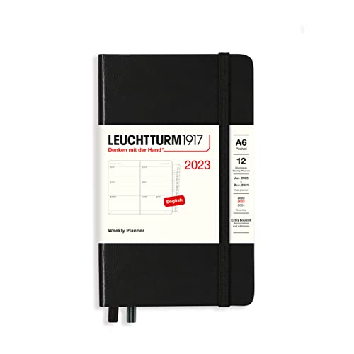 LEUCHTTURM1917 365950 Wochenkalender Pocket (A6) 2023, 12 Monate, Schwarz, Englisch von LEUCHTTURM1917