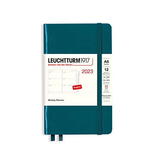 LEUCHTTURM1917 365955 Wochenkalender Pocket (A6) 2023, 12 Monate, Pacific Green, Englisch von LEUCHTTURM1917