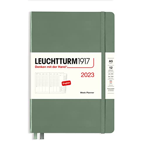 LEUCHTTURM1917 365989 Wochenplaner Medium (A5) 2023, 12 Monate, Olive, Englisch von LEUCHTTURM1917