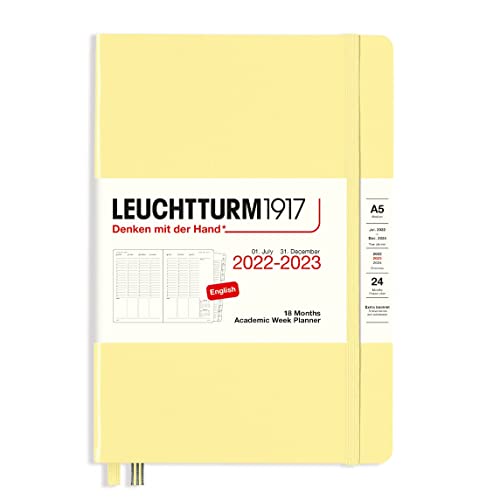 LEUCHTTURM1917 366028 Akademischer Wochenplaner Medium (A5) 2023, 18 Monate, Vanilla, Englisch von LEUCHTTURM1917