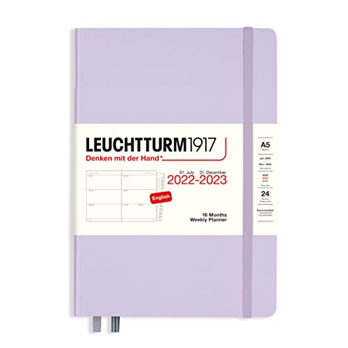 LEUCHTTURM1917 366033 Wochenkalender Medium (A5) 2023, 18 Monate, Lilac, Englisch von LEUCHTTURM1917