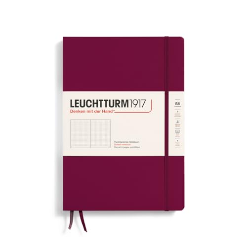 LEUCHTTURM1917 366163 Notizbuch Composition (B5), Hardcover, 219 nummerierte Seiten, Port Red, Dotted von LEUCHTTURM1917