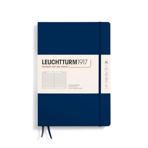 LEUCHTTURM1917 366179 Notizbuch Composition (B5), Hardcover, 219 nummerierte Seiten, Marine, Liniert von LEUCHTTURM1917