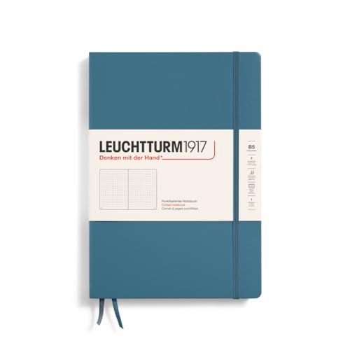 LEUCHTTURM1917 366181 Notizbuch Composition (B5), Hardcover, 219 nummerierte Seiten, Stone Blue, Dotted von LEUCHTTURM1917