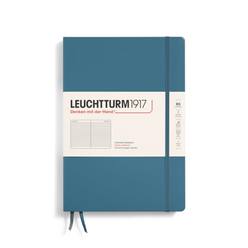 LEUCHTTURM1917 366182 Notizbuch Composition (B5), Hardcover, 219 nummerierte Seiten, Stone Blue, Liniert von LEUCHTTURM1917