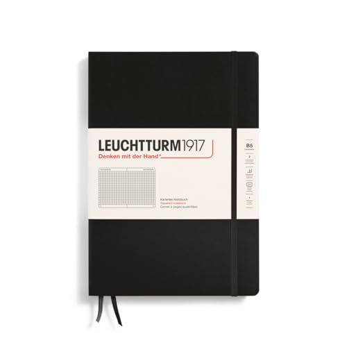 LEUCHTTURM1917 366186 Notizbuch Composition (B5), Hardcover, 219 nummerierte Seiten, Schwarz, Kariert von LEUCHTTURM1917