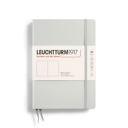 LEUCHTTURM1917 367246 Notizbuch Medium (A5), Hardcover, 251 nummerierte Seiten, Light Grey, blanko von LEUCHTTURM1917