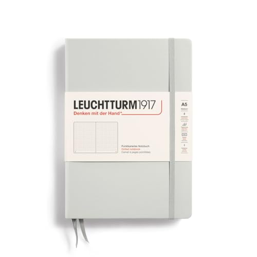 LEUCHTTURM1917 367247 Notizbuch Medium (A5), Hardcover, 251 nummerierte Seiten, Light Grey, dotted von LEUCHTTURM1917