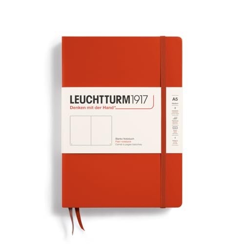 LEUCHTTURM1917 367250 Notizbuch Medium (A5), Hardcover, 251 nummerierte Seiten, Fox Red, blanko von LEUCHTTURM1917