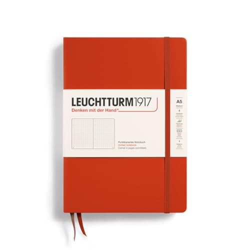 LEUCHTTURM1917 367251 Notizbuch Medium (A5), Hardcover, 251 nummerierte Seiten, Fox Red, dotted von LEUCHTTURM1917