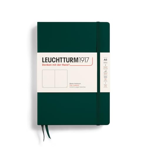 LEUCHTTURM1917 367254 Notizbuch Medium (A5), Hardcover, 251 nummerierte Seiten, Forest Green, blanko von LEUCHTTURM1917