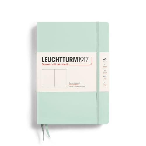 LEUCHTTURM1917 367258 Notizbuch Medium (A5), Hardcover, 251 nummerierte Seiten, Mint Green, blanko von LEUCHTTURM1917