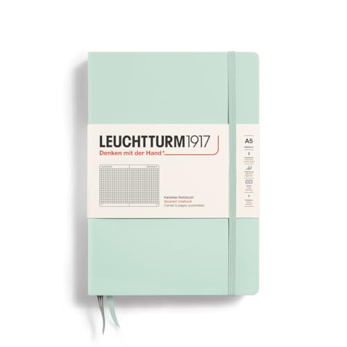LEUCHTTURM1917 367261 Notizbuch Medium (A5), Hardcover, 251 nummerierte Seiten, Mint Green, kariert von LEUCHTTURM1917