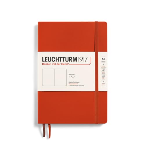 LEUCHTTURM1917 367265 Notizbuch Medium (A5), Softcover, 123 nummerierte Seiten, Fox Red, blanko von LEUCHTTURM1917