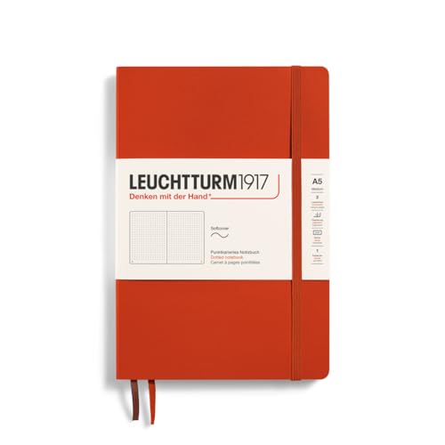LEUCHTTURM1917 367266 Notizbuch Medium (A5), Softcover, 123 nummerierte Seiten, Fox Red, dotted von LEUCHTTURM1917