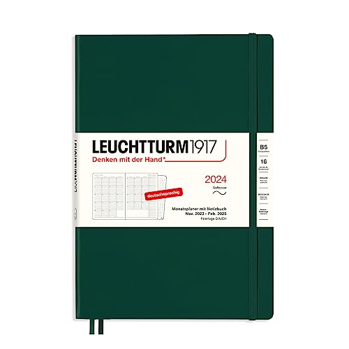 LEUCHTTURM1917 367560 Monatsplaner & Notizbuch Composition (B5) 2024, 16 Monate, Softcover, Forest Green, Deutsch von LEUCHTTURM1917