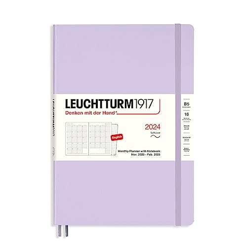 LEUCHTTURM1917 367563 Monatsplaner mit Notizbuch, Softcover, Composition (B5) 2024, 16 Monate, Lilac, English von LEUCHTTURM1917