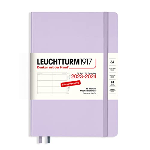 LEUCHTTURM1917 367595 Wochenkalender Medium (A5) 2024, 18 Monate, Lilac, Deutsch von LEUCHTTURM1917