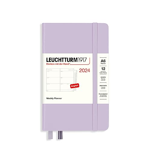 LEUCHTTURM1917 367626 Wochenkalender Pocket (A6) 2024, 12 Monate, Lilac, Englisch von LEUCHTTURM1917