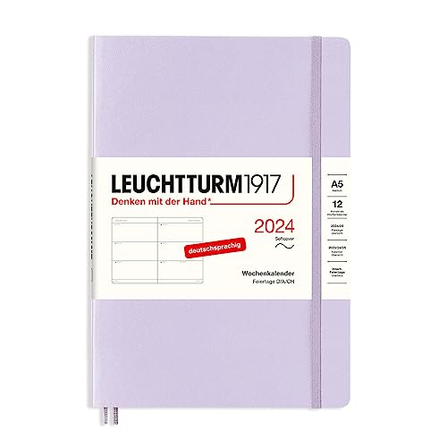LEUCHTTURM1917 367653 Wochenkalender Medium (A5) 2024, Softcover, Lilac, Deutsch, 12 Monate von LEUCHTTURM1917