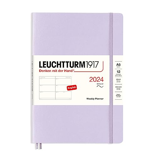 LEUCHTTURM1917 367654 Wochenkalender, Softcover, Medium (A5) 2024, 12 Monate, Lilac, Englisch von LEUCHTTURM1917